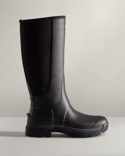 Hunter Balmoral Field Hybrid Hohe Rain Boot Hohe Regenstiefel Herren Schwarz Deutschland | QI0OM2Z