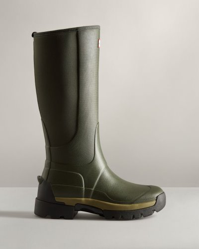 Hunter Balmoral Field Hybrid Hohe Rain Boot Hohe Regenstiefel Damen Dunkelolivgrün Deutschland | ZSBMTKB