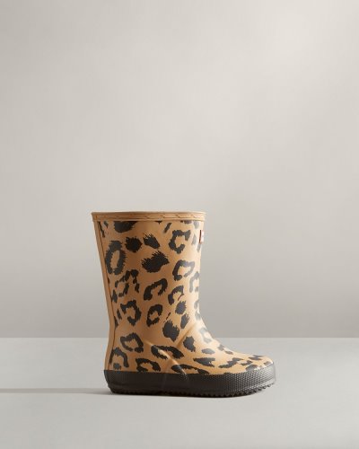 Hunter First Hybrid Leopard Print Rain Boot Kurze Regenstiefel Kinder Braun Deutschland | HC44176