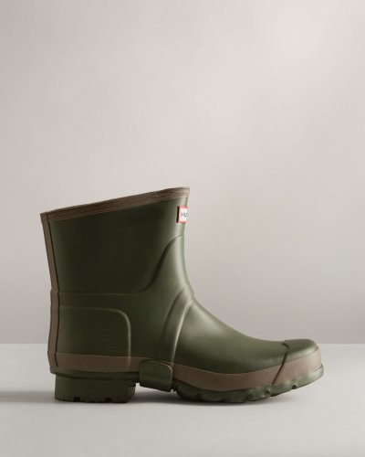 Hunter Gardener Kurzes Rain Boot Kurze Regenstiefel Herren Dunkelolivgrün Braun Deutschland | 8GGTZ9E