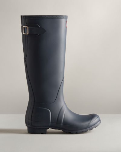 Hunter Hohe Back Adjustable Rain Boot Hohe Regenstiefel Damen Navy Deutschland | 5B6QZ2G