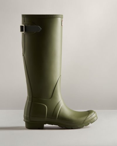 Hunter Hohe Back Adjustable Rain Boot Hohe Regenstiefel Damen Olivgrün Grün Deutschland | N085Q7D