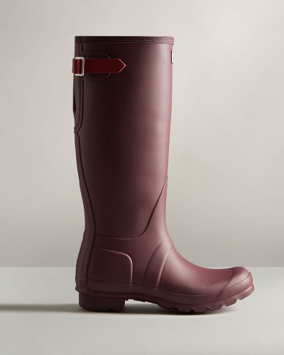 Hunter Hohe Back Adjustable Rain Boot Hohe Regenstiefel Damen Braun Bordeaux Deutschland | Y9MFC0F