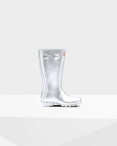 Hunter Metallic Rain Boot Kurze Regenstiefel Kinder Silber Deutschland | RHG67LN