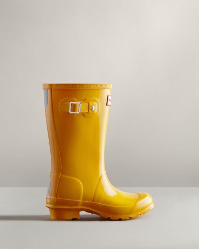 Hunter Original Gloss Rain Boot Kurze Regenstiefel Kinder Gelb Deutschland | 0SNYXHM