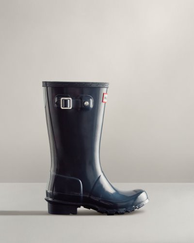 Hunter Original Gloss Rain Boot Kurze Regenstiefel Kinder Navy Deutschland | DZL6M1L