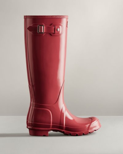 Hunter Original Hohe Gloss Rain Boot Hohe Regenstiefel Damen Rosa Deutschland | IH7MC0F