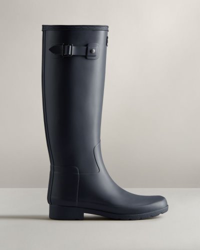 Hunter Refined Slim Fit Hohe Rain Boot Hohe Regenstiefel Damen Navy Deutschland | ESTC2YV