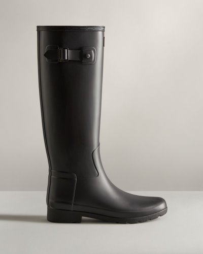 Hunter Refined Slim Fit Rain Boot Hohe Regenstiefel Damen Schwarz Deutschland | 3808OTI