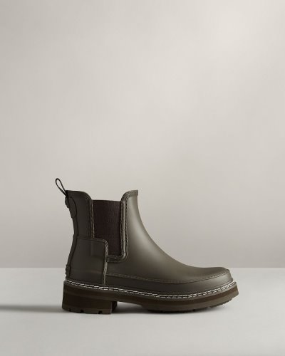 Hunter Refined Stitch Detail Chelsea Boot Chelsea Stiefel Damen Olivgrün Deutschland | SEJ33N5