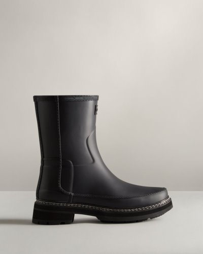 Hunter Refined Stitch Detail Kurzes Rain Boot Kurze Regenstiefel Damen Schwarz Deutschland | 3DXUQFO