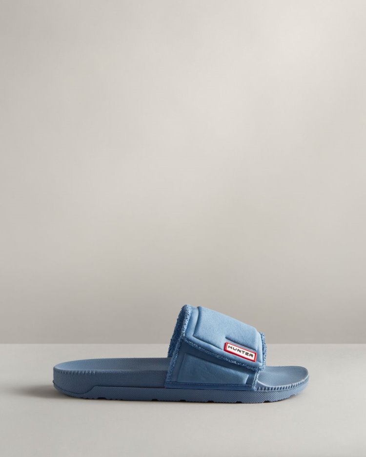 Hunter Adjustable Slides Badelatschen Damen Blau Deutschland | J84PMVS