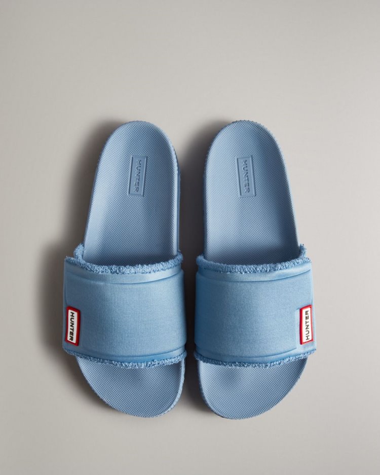 Hunter Adjustable Slides Badelatschen Damen Blau Deutschland | J84PMVS