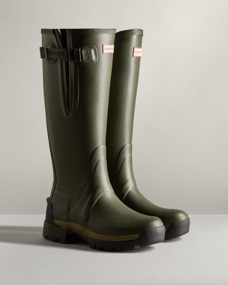 Hunter Balmoral Adjustable 3mm Neoprene Rain Boot Verstellbare Regenstiefel Damen Dunkelolivgrün Deutschland | CF4GN71