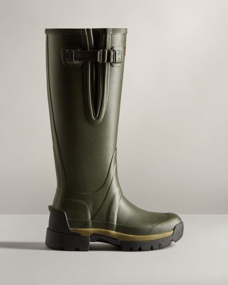 Hunter Balmoral Adjustable 3mm Neoprene Rain Boot Verstellbare Regenstiefel Damen Dunkelolivgrün Deutschland | CF4GN71