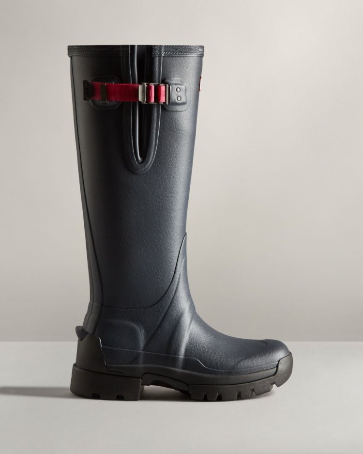 Hunter Balmoral Adjustable 3mm Neoprene Rain Boot Verstellbare Regenstiefel Damen Navy Rot Deutschland | KY44NQ9