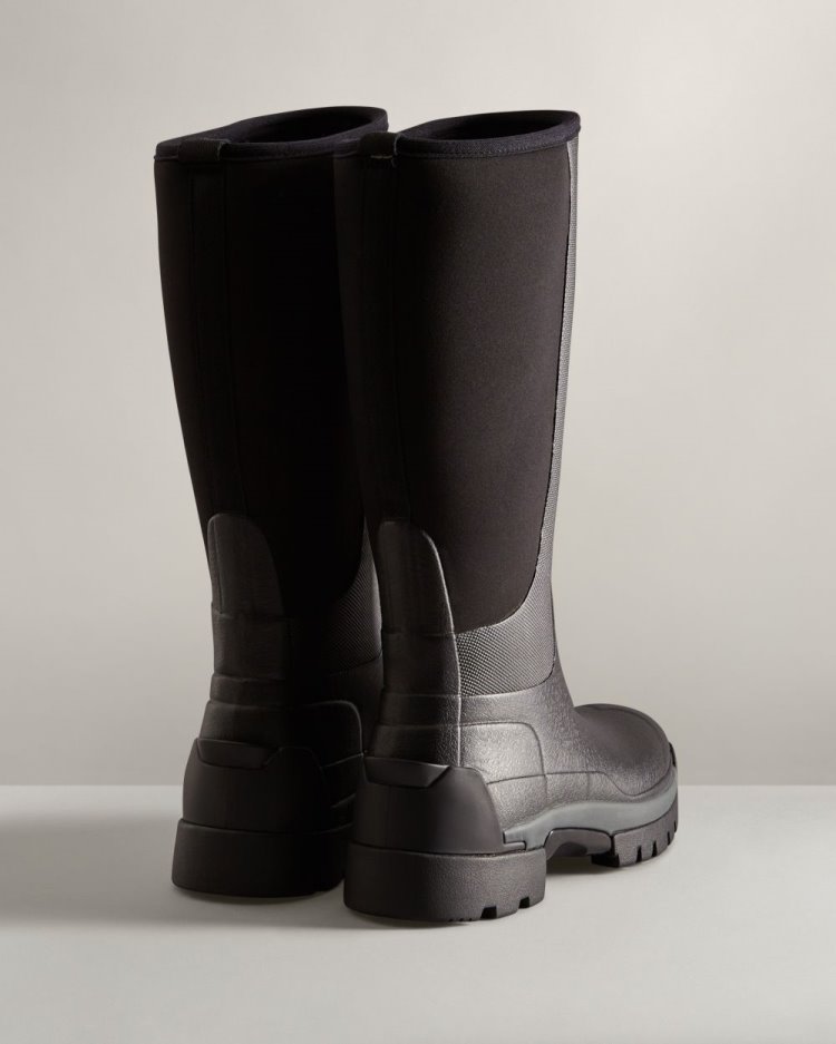 Hunter Balmoral Field Hybrid Hohe Rain Boot Hohe Regenstiefel Damen Schwarz Deutschland | L1RZFXN