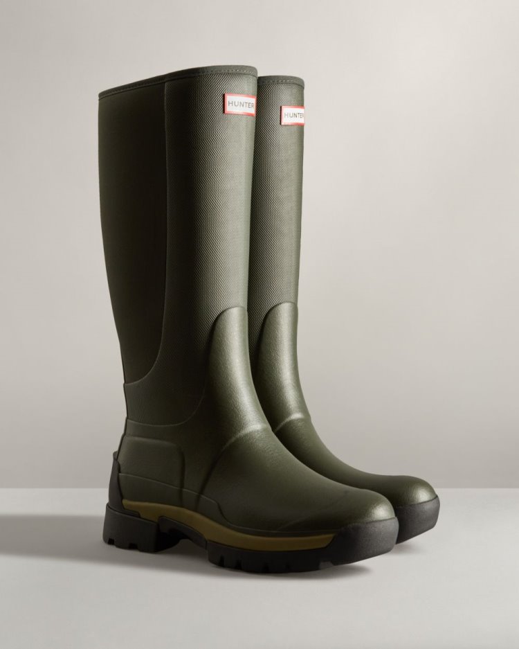 Hunter Balmoral Field Hybrid Hohe Rain Boot Hohe Regenstiefel Herren Dunkelolivgrün Deutschland | NM81PTS