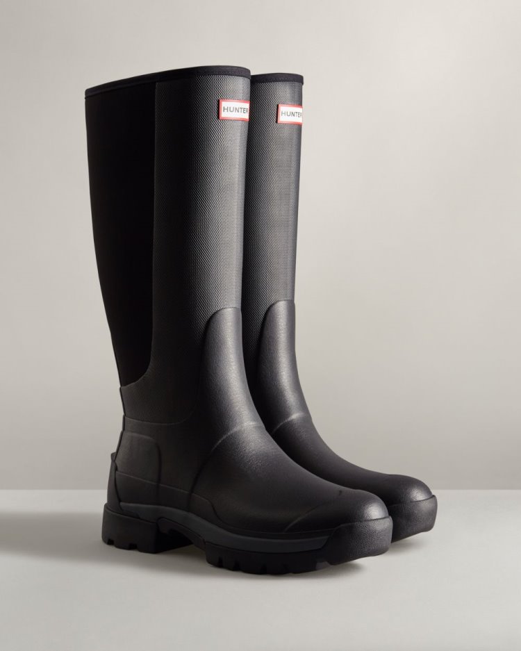 Hunter Balmoral Field Hybrid Hohe Rain Boot Hohe Regenstiefel Herren Schwarz Deutschland | QI0OM2Z