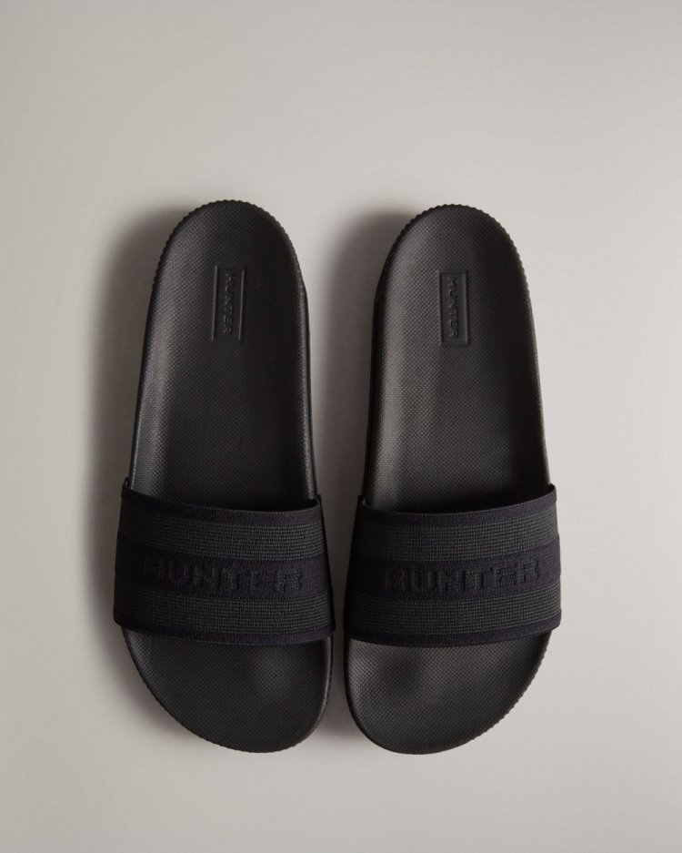 Hunter Elastic Slides Badelatschen Damen Schwarz Deutschland | LZZ1Y6W