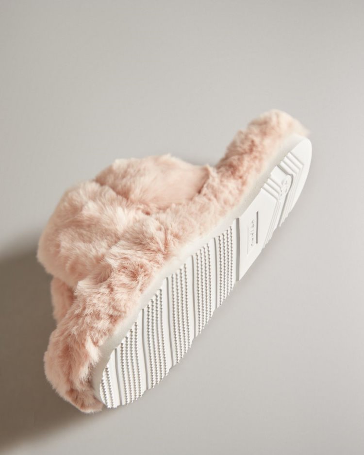 Hunter Faux Fur Flatform Crossover Badelatschen Badelatschen Damen Rosa Deutschland | YRYHQ99