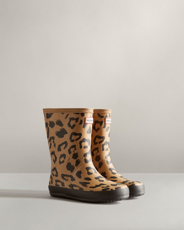 Hunter First Hybrid Leopard Print Rain Boot Kurze Regenstiefel Kinder Braun Deutschland | HC44176