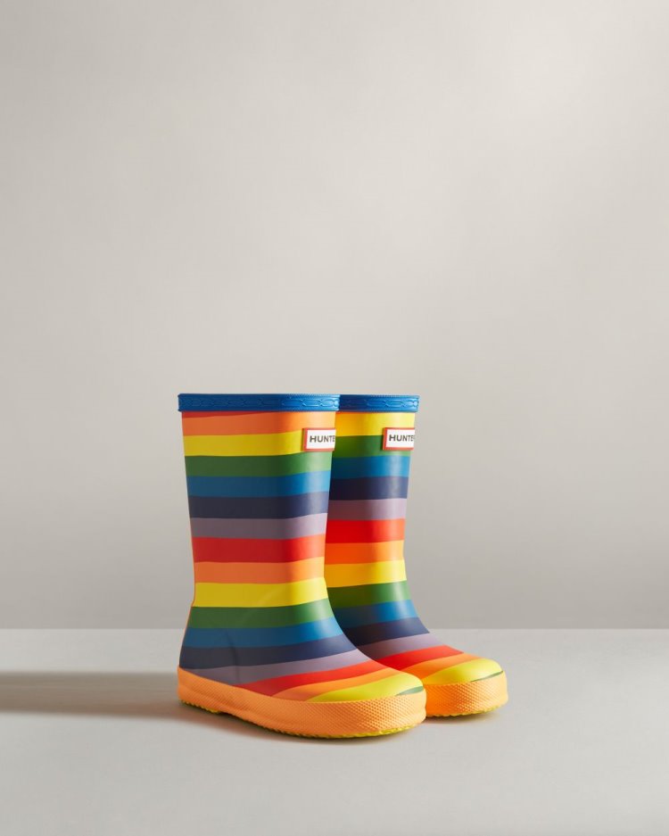 Hunter First Klassische Rainbow Rain Boot Kurze Regenstiefel Kinder Mehrfarbig Deutschland | INR149I