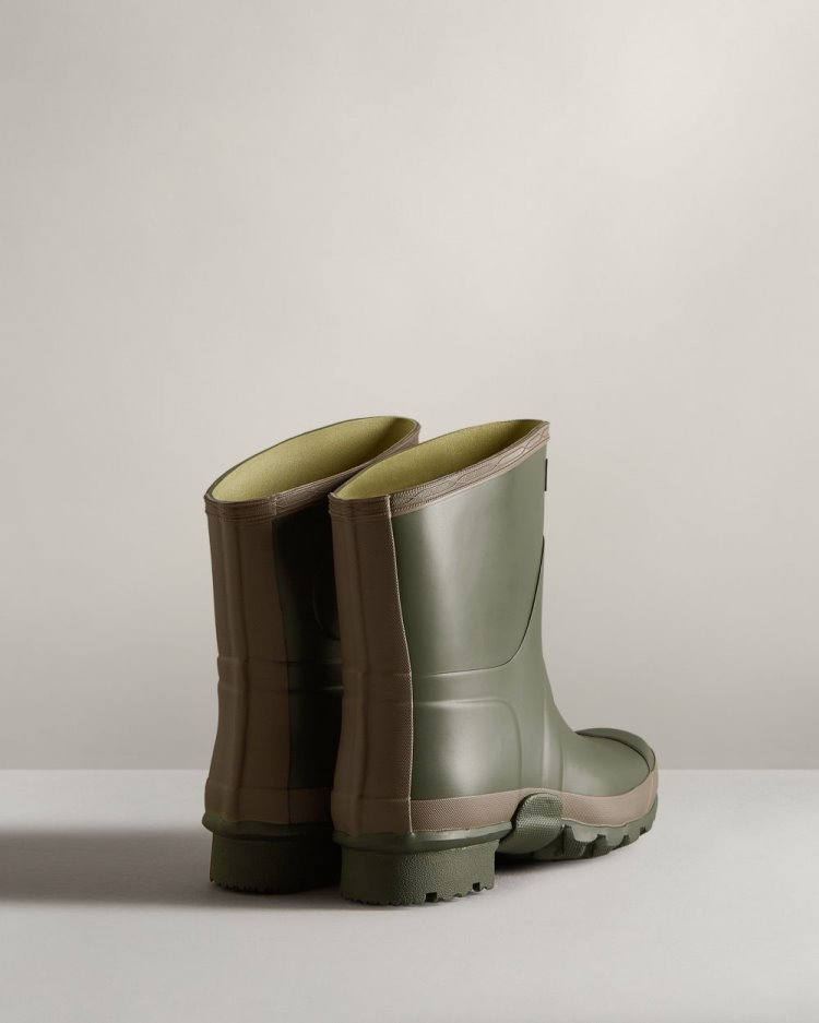 Hunter Gardener Kurzes Rain Boot Kurze Regenstiefel Damen Dunkelolivgrün Braun Deutschland | H2RGRJ4