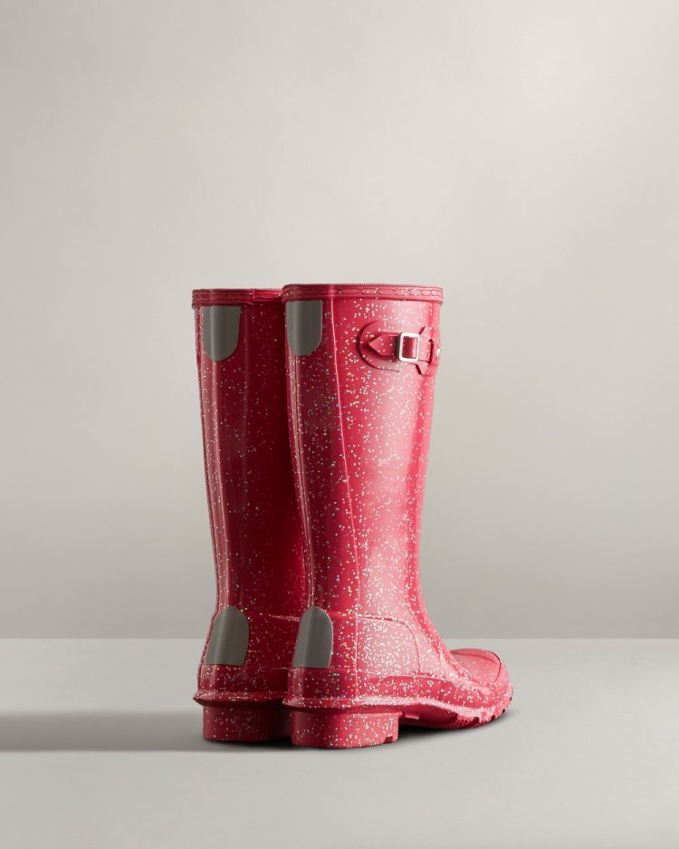 Hunter Giant Glitter Rain Boot Hohe Regenstiefel Kinder Rot Deutschland | O6HZD2P