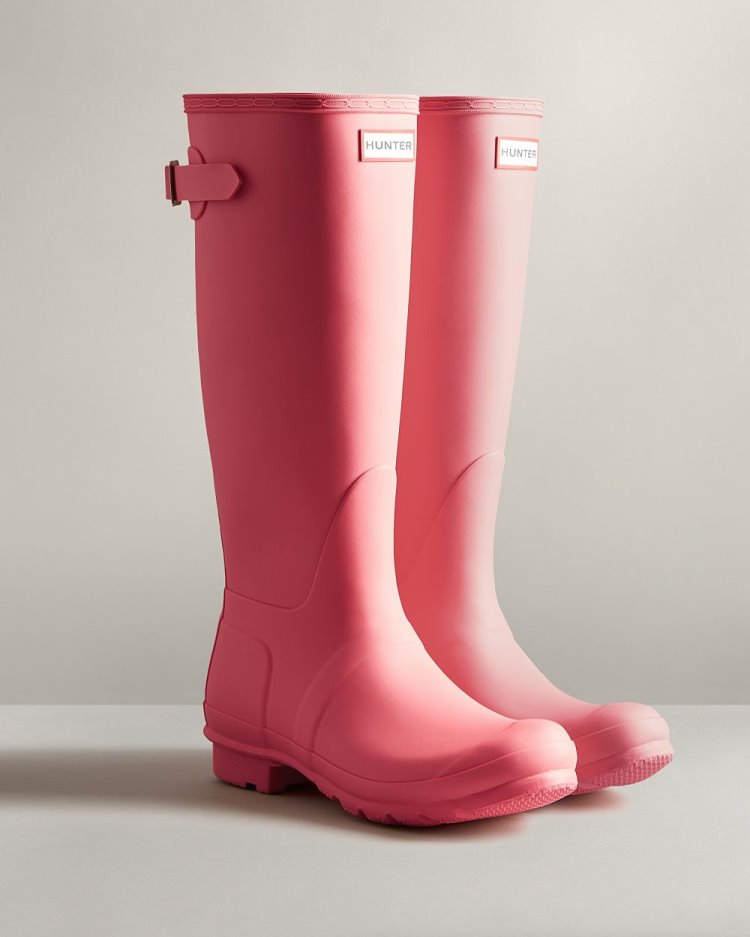 Hunter Hohe Back Adjustable Rain Boot Hohe Regenstiefel Damen Rosa Deutschland | 4O6SGEB