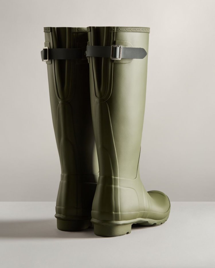 Hunter Hohe Back Adjustable Rain Boot Hohe Regenstiefel Damen Olivgrün Grün Deutschland | N085Q7D