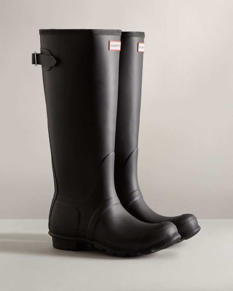 Hunter Hohe Back Adjustable Rain Boot Hohe Regenstiefel Damen Schwarz Deutschland | VKFQAU3