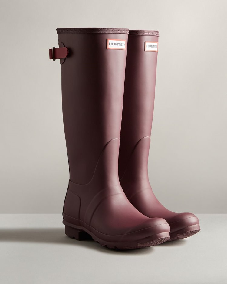 Hunter Hohe Back Adjustable Rain Boot Hohe Regenstiefel Damen Braun Bordeaux Deutschland | Y9MFC0F