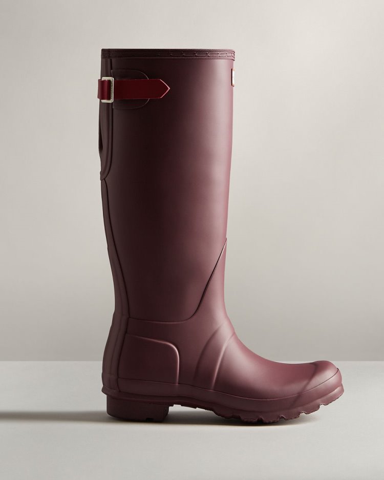 Hunter Hohe Back Adjustable Rain Boot Verstellbare Regenstiefel Damen Braun Bordeaux Deutschland | TLL9B22