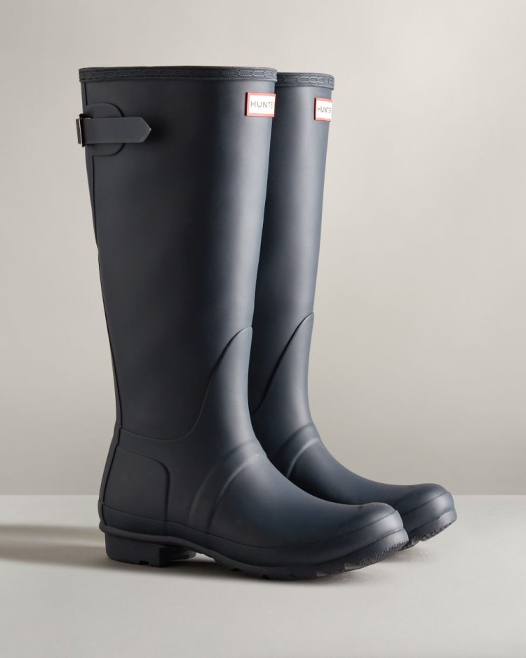 Hunter Hohe Back Adjustable Rain Boot Verstellbare Regenstiefel Damen Navy Deutschland | V5AYBXU