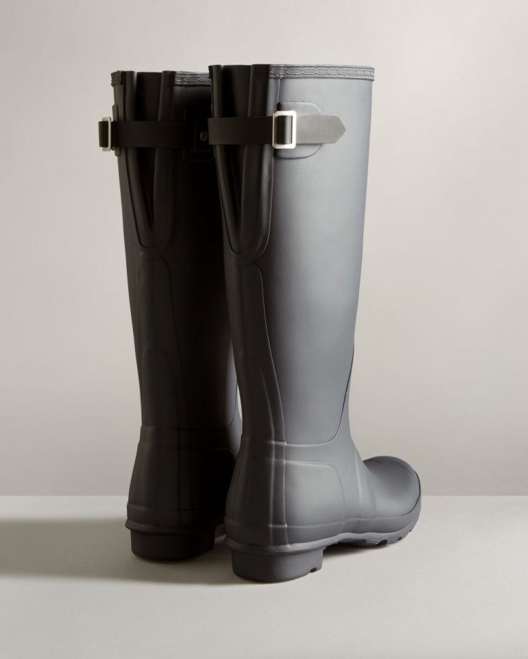 Hunter Hohe Back Adjustable Two-Tone Rain Boot Hohe Regenstiefel Damen Schwarz Schwarz Deutschland | 64P4XWW