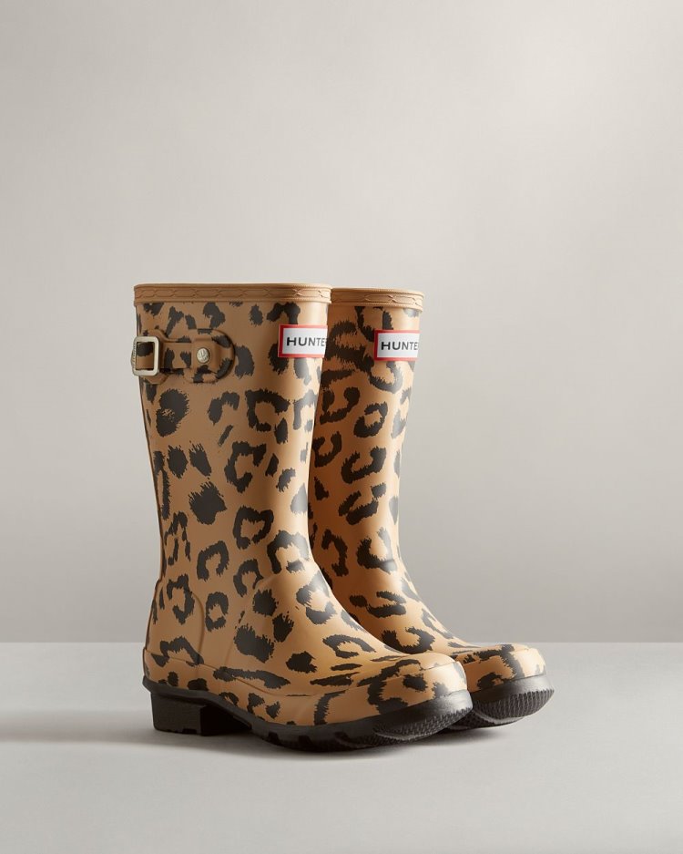 Hunter Hybrid Leopard Print Rain Boot Kurze Regenstiefel Kinder Braun Deutschland | 0LI8Y5H