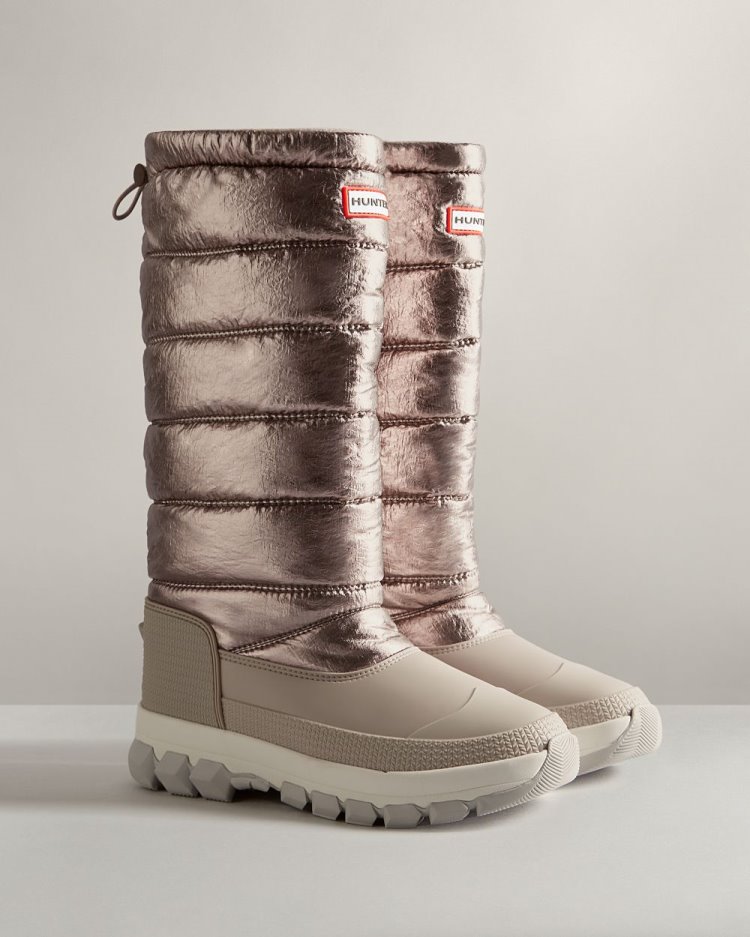 Hunter Insulated Metallic Hohe Snow Boot Schneestiefel Damen Dunkelsilber Grau Deutschland | KFGN1SM