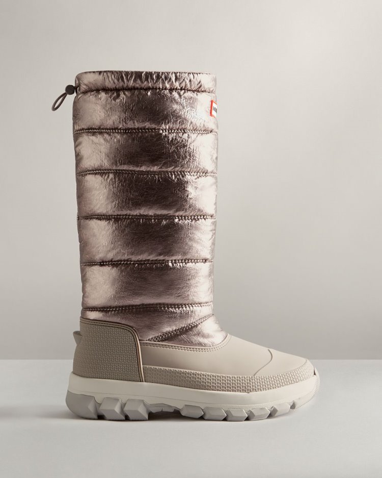 Hunter Insulated Metallic Hohe Snow Boot Schneestiefel Damen Dunkelsilber Grau Deutschland | KFGN1SM