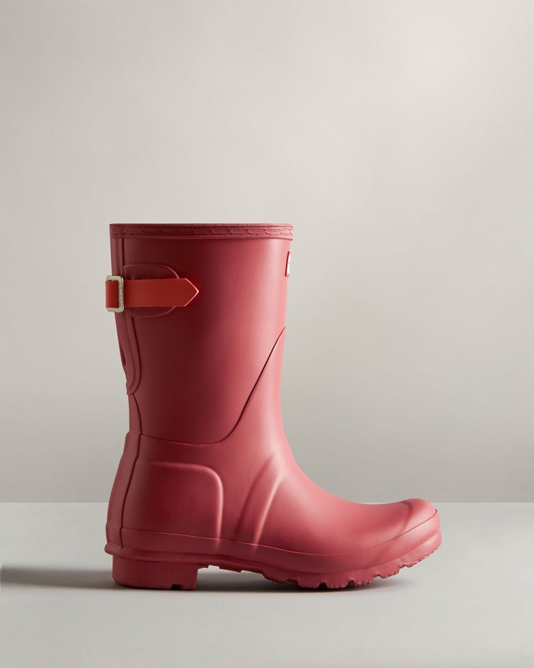 Hunter Kurzes Back Adjustable Rain Boot Kurze Regenstiefel Damen Rosa Orange Deutschland | 2Q4PK04