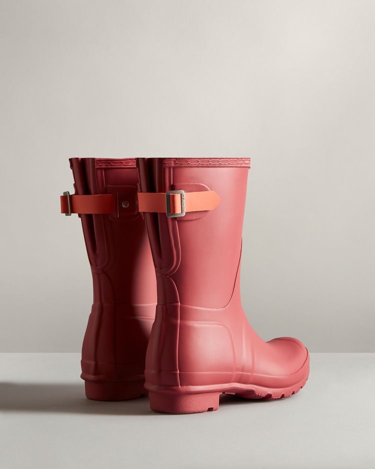 Hunter Kurzes Back Adjustable Rain Boot Verstellbare Regenstiefel Damen Rosa Orange Deutschland | 4MWEHSH