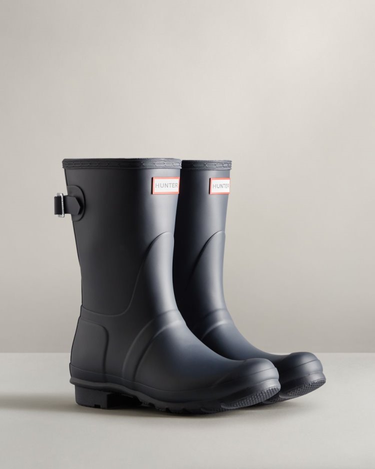 Hunter Kurzes Back Adjustable Rain Boot Kurze Regenstiefel Damen Navy Deutschland | 9TO4ZUO