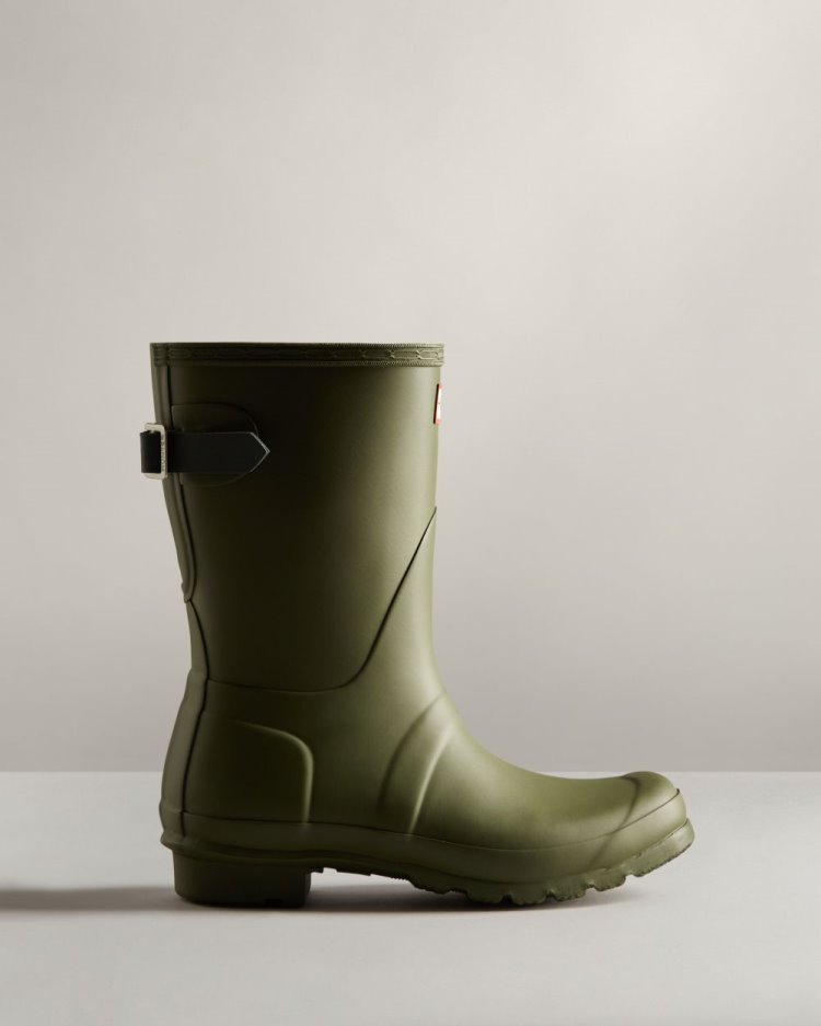 Hunter Kurzes Back Adjustable Rain Boot Kurze Regenstiefel Damen Olivgrün Grün Deutschland | EIGJJGX