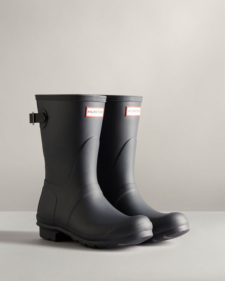 Hunter Kurzes Back Adjustable Two-Tone Rain Boot Verstellbare Regenstiefel Damen Schwarz Schwarz Deutschland | 59LNHFA