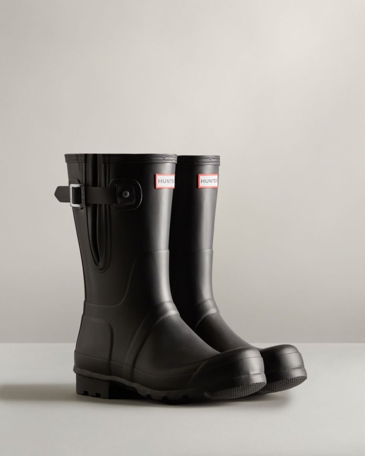 Hunter Kurzes Side Adjustable Rain Boot Verstellbare Regenstiefel Herren Schwarz Deutschland | LF3GWD0