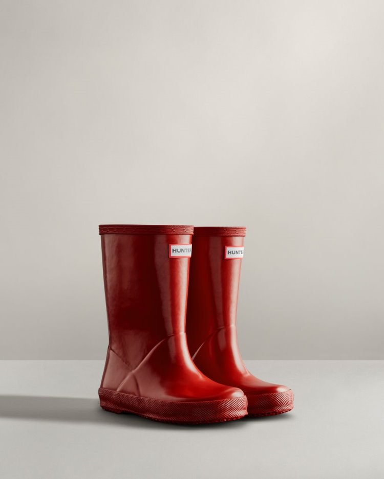 Hunter Original First Klassische Gloss Rain Boot Kurze Regenstiefel Kinder Rot Deutschland | R67U6ZX