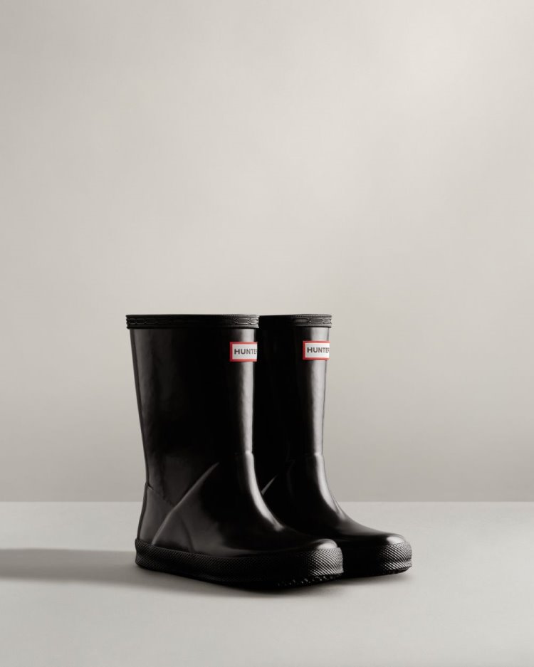 Hunter Original First Klassische Gloss Rain Boot Kurze Regenstiefel Kinder Schwarz Deutschland | Z4GOTPE