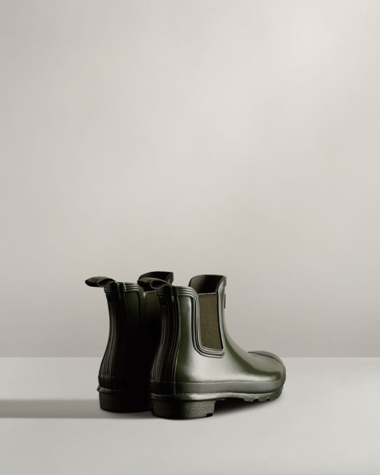 Hunter Original Gloss Chelsea Boot Chelsea Stiefel Damen Dunkelolivgrün Deutschland | CBCX920