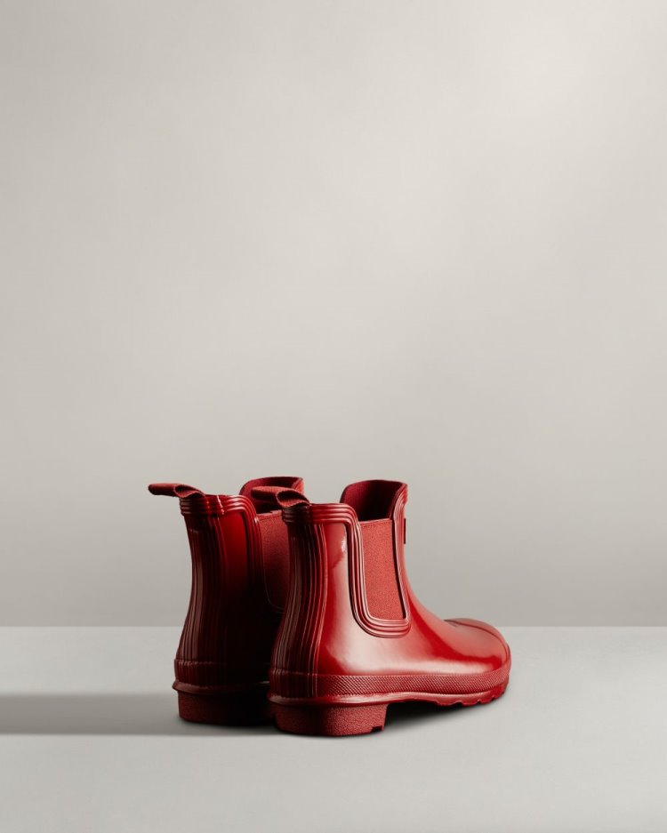 Hunter Original Gloss Chelsea Boot Chelsea Stiefel Damen Rot Deutschland | DU9Y9Q0