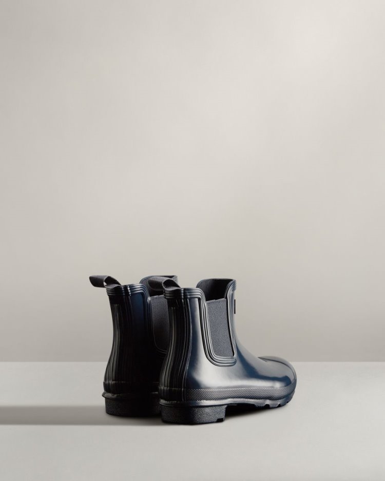 Hunter Original Gloss Chelsea Boot Chelsea Stiefel Damen Navy Deutschland | F60AWAM